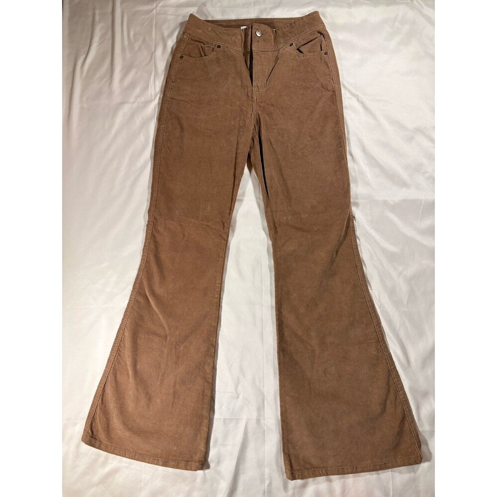 ReGeneration by Celebrity Pink Flower Beige Brown Corduroy Flare Leg Pants 9/29